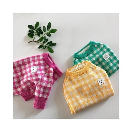 INS new Korean toast plaid autumn and winter warm cute small dog sweater pet warm core yarn dog sweater