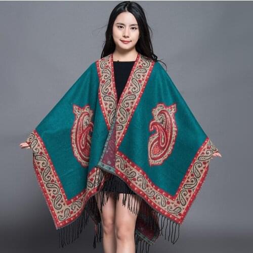 New Fashion Winter Warm Tassel Ponchos And Capes For Women Oversized Shawls Wraps Cashmere Pashmina Female Bufanda Mujer