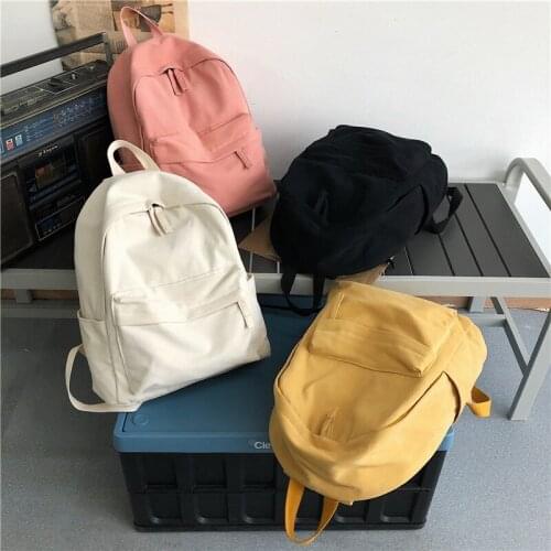 Solid Color Women Backpack Canvas School Bags For Teenager Girls Large Capactity Travel Bagpack 2021 Shoulder Bags For Women