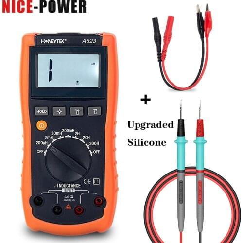 Tester Digital Professional Range 200μH-200H Inductance Meter With Multimeter Tips Support Data HOLD Low Battery Indication