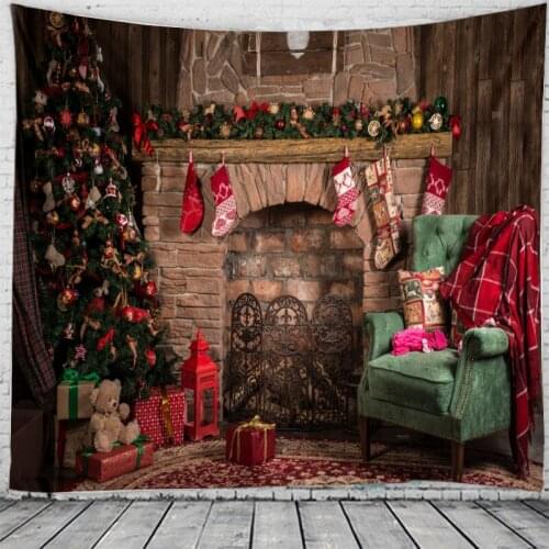 Christmas Claus Holiday Party Wall Tapestry Art Decor Blanket Hanging Bedroom Dorm Decoration Christmas Tree Gift Fireplace
