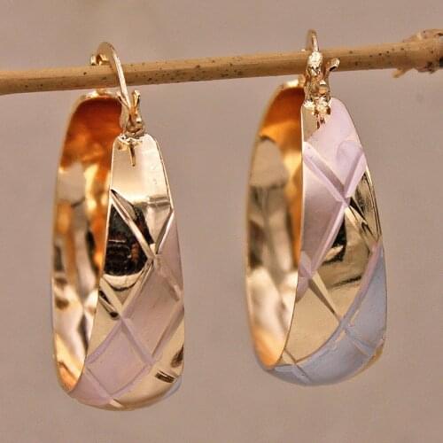 2021 New Trendy Gold Round Copper Hoop Earrings For Women Girls Fashion Jewelry Accessories Eardrop Wedding Birthday Party Gift