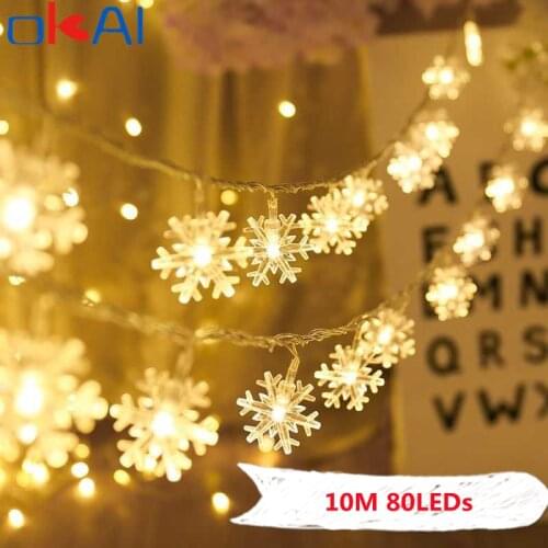 Fairy Lights 10M Garland Light Christmas Ornaments Decoration for New Year 2022 LED Snowflakes String Lights Navidad Home Decor