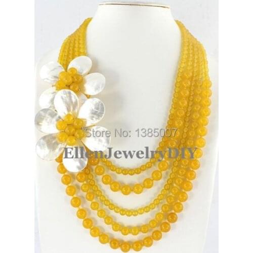Excellent Design 5 Rows Yellow hot Necklace,Holiday Party Necklace,Bridesmaid Necklace,Statement Necklace,hot Jewelry