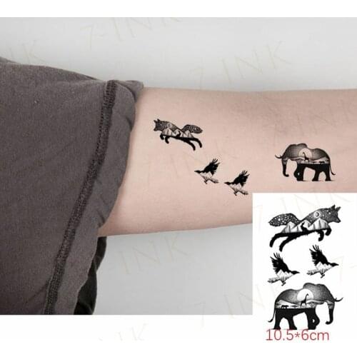 Waterproof Temporary Tattoo Sticker Elephant Wolf Feather Eagle Cool Body Art Flash Tatoo Fake Tatto For Women Men