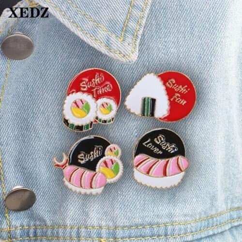 XEDZ delicious sushi collection enamel metal pins sushi lovers seaweed shrimp fans jewelry pushpin team badge shirt lapel brooch