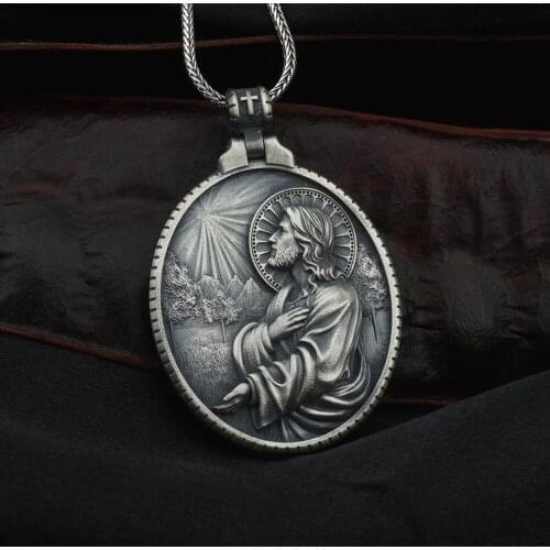 New Religious Christianity Jesus Prayer Catholic Fashion Retro Unisex Pendant Necklace Tag Chain Necklace
