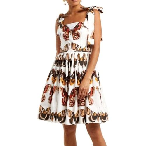 Autumn Fashion Women Casual Plus 3XS-10XL Retro Vintage White Butterfly Printing Dress Ladys Sexy Backless Slash Neck Dresses