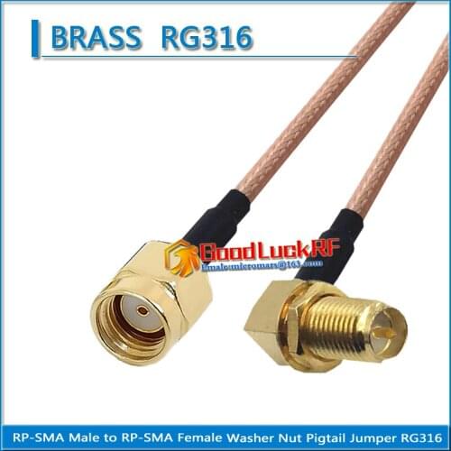1X Pcs RP-SMA RP SMA Male to RP-SMA RP SMA Female Right Angle 90 Degree O-ring Bulkhead Mount Nut RG316 Pigtail Jumper Cable
