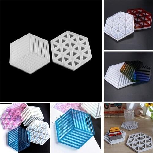 1pcs Hexagon Triangle Stripe Irregular Coasters Cup Tray Resin Silicone Epoxy Molds For DIY Jewelry Making Home Decoration Tools