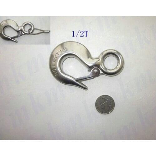 10PCS US Type 1/2T Stainless Steel 304 Eye Hoist Cargo Hook With Latches