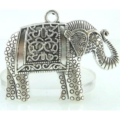 2pcs 15164 Antique Silver 48*38*10mm Elephant Charms Pendant For Jewelry Making Bracelet Vintage Accessories