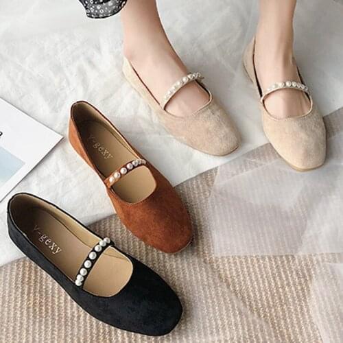 2020 Mary Jeans Women String Beaded Shoes Flats Pearl Belt Lolita Shoes Ladies Single Flats Slip On Loafers Flock Grandma Shoes