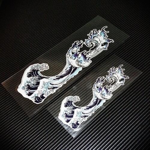 #268 Japanese Elements Cartoon Ukiyo Sea Wave Car Reflective Stickers Waterproof Motorcycle Helmet Scratch Cover Decals