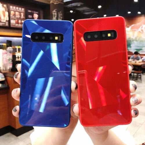 3D Luxury Diamond Texture Mirror Cover Coque For Samsung Galaxy S8 S9 S10 Plus S10E A6 A7 A8 A9 2018 Case Crystal Glossy Bumper