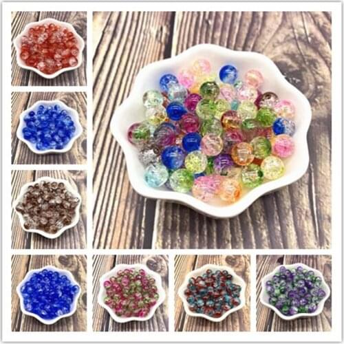 50pcs 8mm Double Colored Cracked Beads Spacer Beads For Jewelry Making Handmade DIY