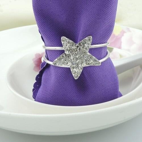 50pcs/lot metal diamond pointed star silver napkin rings napkin buckle napkin holder party/wedding table decoration accessories