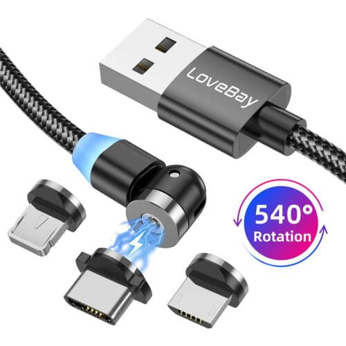 540 Magnetic Cable Micro USB Type C Fast Charging Phone Magnet Charger For iPhone 12 11 Pro X Max 7 8 Plus Samsung Xiaomi