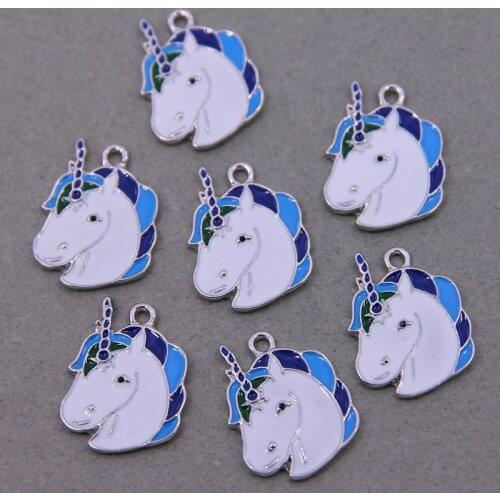 6pcs/pack DIY Enamel Unicorn Pendant Jewelry Findings Gold Color Charms Handmade Necklace Girls Kids Accessory