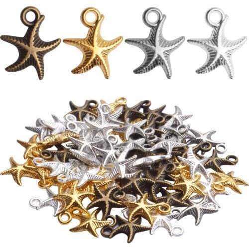 60 pcs Antique Starfish Charms Sea Animal Charm Pendants Jewelry Making Accessories for DIY Necklace Bracelet Keychain, 4 colors