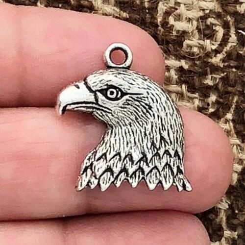 8Pcs Animal Eagle Head Charms Antique Silver Color Tone Pendant Findings DIY Handmade Accessories Jewelry Making Supplies