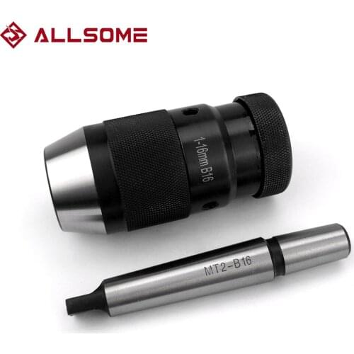 ALLSOME Keyless B16 1-16mm Lathe Drill Chuck MT2-B16 Arbor Self Tightening Drill Chuck HT2942