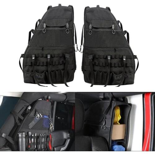 Car Styling 2PCS Multi Pockets Storage Organizers Cargo Bag Saddlebag Luggage Tool Bag Gadget Holder For For Jeep Wrangler 07-18