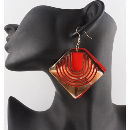 Free Shipping!2021 Hot Sale Gold Geometric Dangle Wooden Earrings can mixed colors