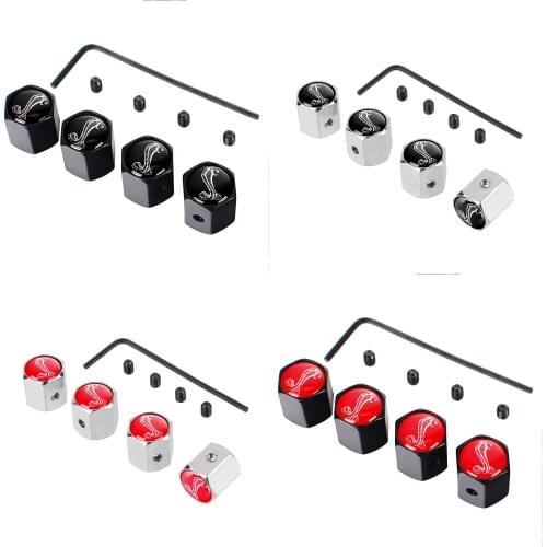 Car Styling Wheel Tire Valve Stem Caps Anti-Theft Cover For Mustang Shelby Cobra Logo GT350 GT500 Ranger Fusion Courier Ecosport