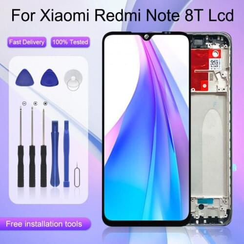 1Pcs Note 8T Display For Xiaomi Redmi Note 8T LCD Screen With Touch Panel Digitizer Assembly Repair Part With Frame