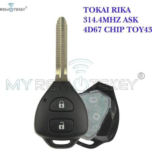 Remtekey TOKAI RIKA Remote key 2 button TOY43 for Toyota HILUX+314.4mhz+4D67