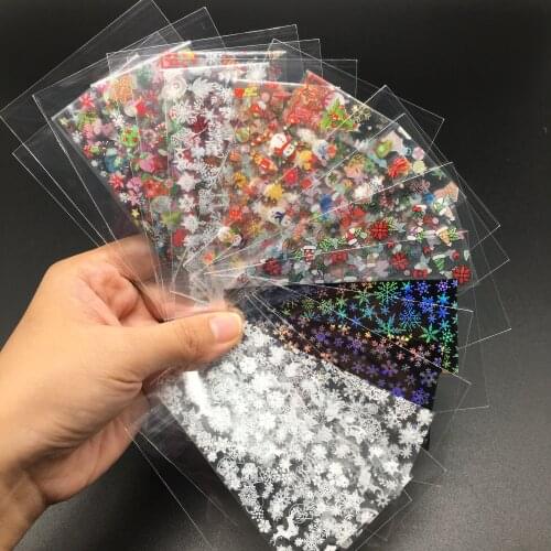 15 Sheets Winter Christmas Nail Foils for Nails Transfer Paper Santa Claus Sliders Adhesive Wraps Xmas DIY Nail Art Decorations