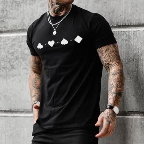 2021 Short Sleeve Oversize T Shirts for Men Top Poker Printed Fashion Streetwear Summer Clothing Short-sleeved Mens Slim T-shirt