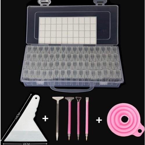 64 Grids Diamond Painting Storage Box with Portable Bead Storage Container 5d Diamond Embroidery Accessories Moasic Tools