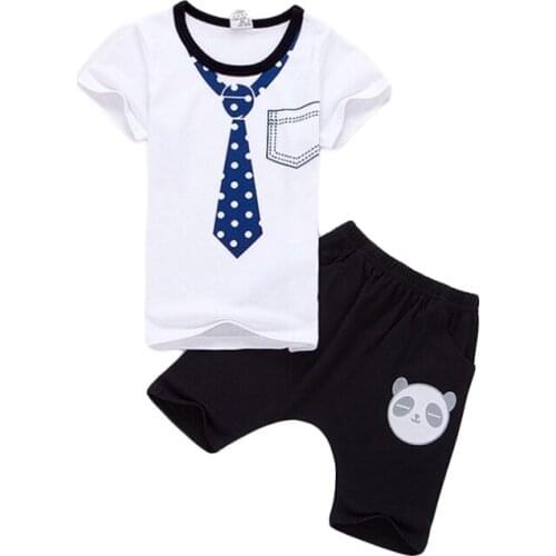 Summer children suits kids Necktie pattern Tees clothing sets boys cartoon t-shirt+pants fashion clothes