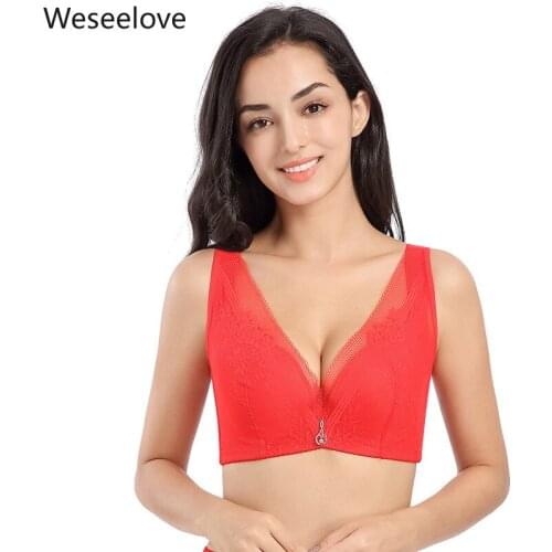 Weseelove Hot Sale Large-Size Bra Push Up Lingerie Sexy Lace Bralette Woman Soutien Gorge Femme Plus Size Women Adjustable M20-1
