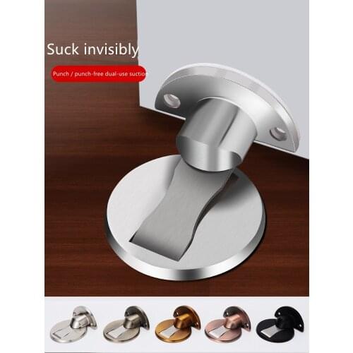 Mechanical Door Stop Nail-Free Zinc Alloy Door Stop Heavy-Duty Door Stop Non-Porous Door Stop Hardware Stainless Steel Household