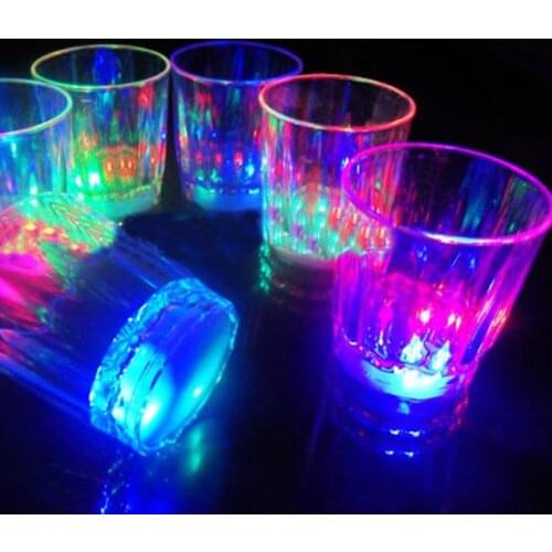 Mini LED Flashing Plastic Beverage Wine Drink Cup Bar Decorative Party Club Mug Color Flashing Light Whisky Mug#24416