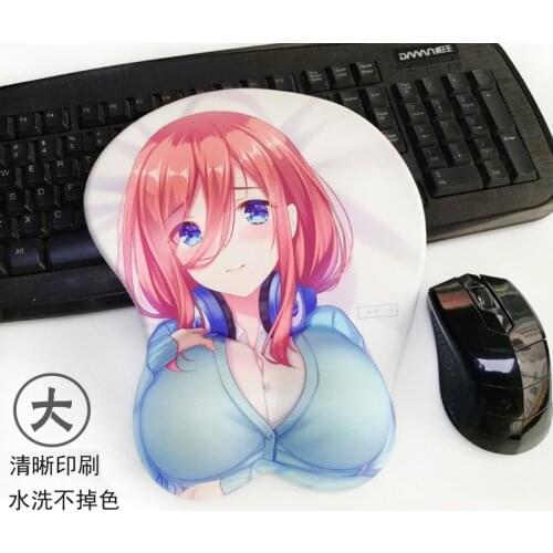 Anime The Quintessential Quintuplets Nakano Miku 3D Soft Chest Mouse Pad Game Computer Keyboard Desk Mat Playmat Wrist Rest