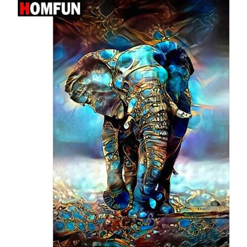 HOMFUN Full Square/Round Drill 5D DIY Diamond Painting "Animal Elephant" Embroidery Cross Stitch 5D Home Decor Gift