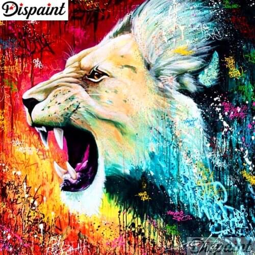 Dispaint Full Square/Round Drill 5D DIY Diamond Painting "Animal lion" Embroidery Cross Stitch 3D Home Decor A10177