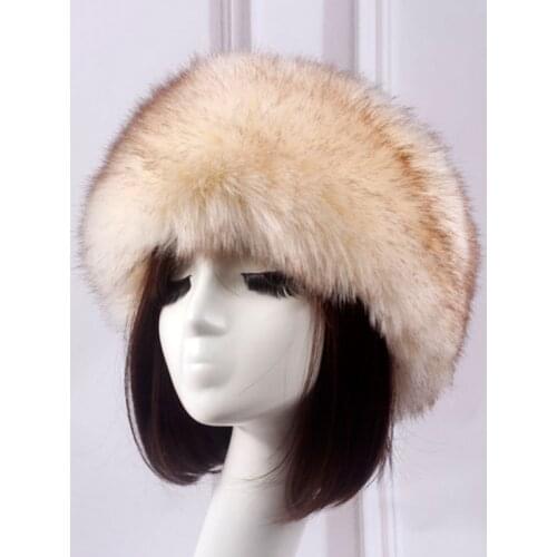 New Women Autumn Winter Imitation Fur Thick Hat Warm Hat Female Fake Fox Fur Plush Hats Elegant Soft Fluffy Bomber Hats