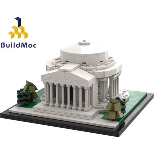 BuildMoc City Buildings Jefferson Memorialby Building Blocks MOC City House Street City Morgue Model Bricks Toys For Children