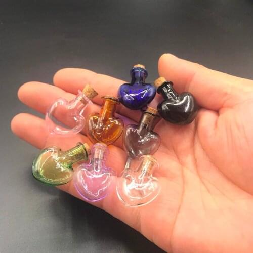 Mix Color Mini Heart Shape Glass Wish Floating Bottle With Cork Stopper Glass Message Vial jars container Wedding Decor 1000pcs