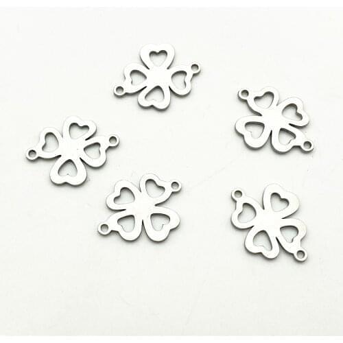 Lucky Clover Charms Connectors For Necklace Diy Bracelet Connector Findings Four Leaves Clover Pendant Handmade Diy Jewelry Make