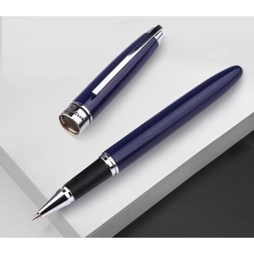 Pimio 912 Charm Deep Blue and Silver Clip Signing Metal Roller Ball Pen with Original Gift Box for Business Gift Ballpoint Pens