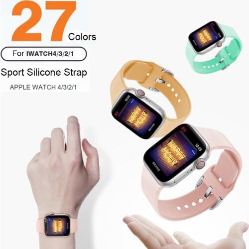Silicone Strap For Apple Watch band 44mm 40mm iWatch Band 38mm 42mm Rubber Sport watchband bracelet apple watch series 5 4 3 2 1