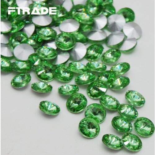 Light Green Color Rivoli Crystal Stones 8mm-18mm Fancy Glass Rhinestone Beads For Dress Jewelry Making Clothing Accessories