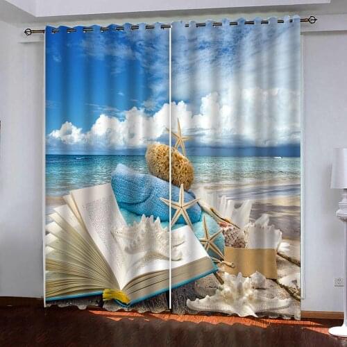 Beach animal toys Series 3d Window Curtains For Anime Kids Living Room Curtain Fabric Blackout Curtain decor