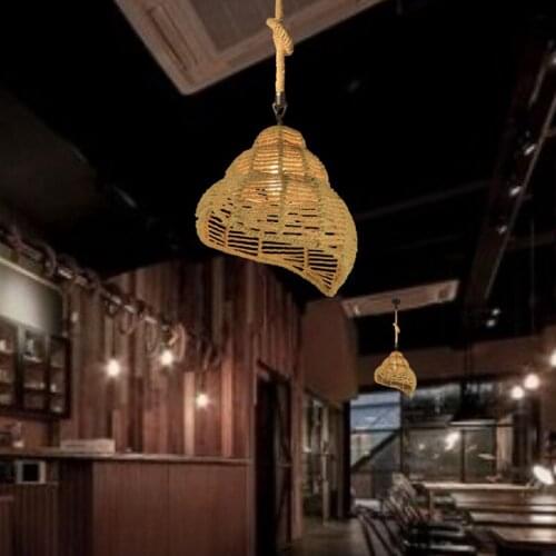 Retro industry hemp rope Iron Pendant Lights personality retro clothing store lighting studio console conch ZA GY61